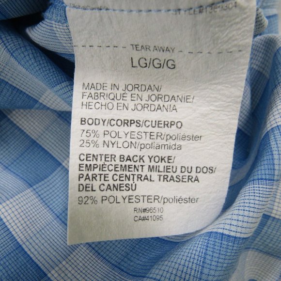 Under Armour Blue White Plaid Camp Shirt Mens Size L Fitted Button Up Outdoor - Picture 8 of 9